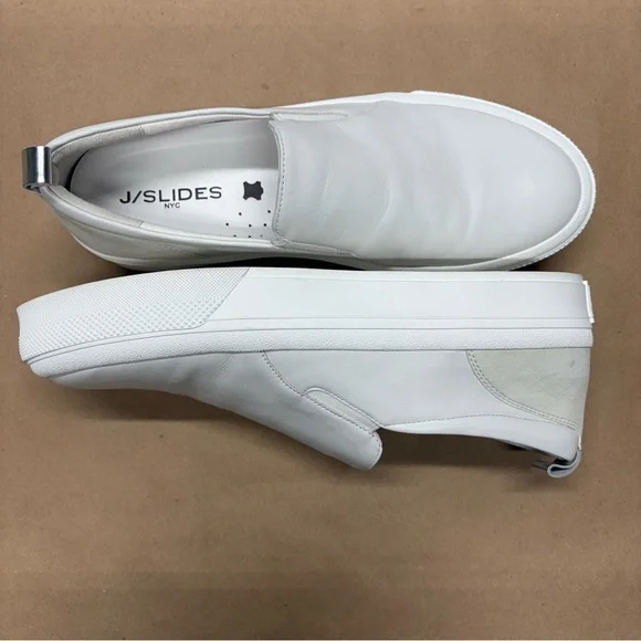 J Slides GIA, White Leather Shoes, J Slides Slip Ons Size 10 NWOT - Picture 10 of 16